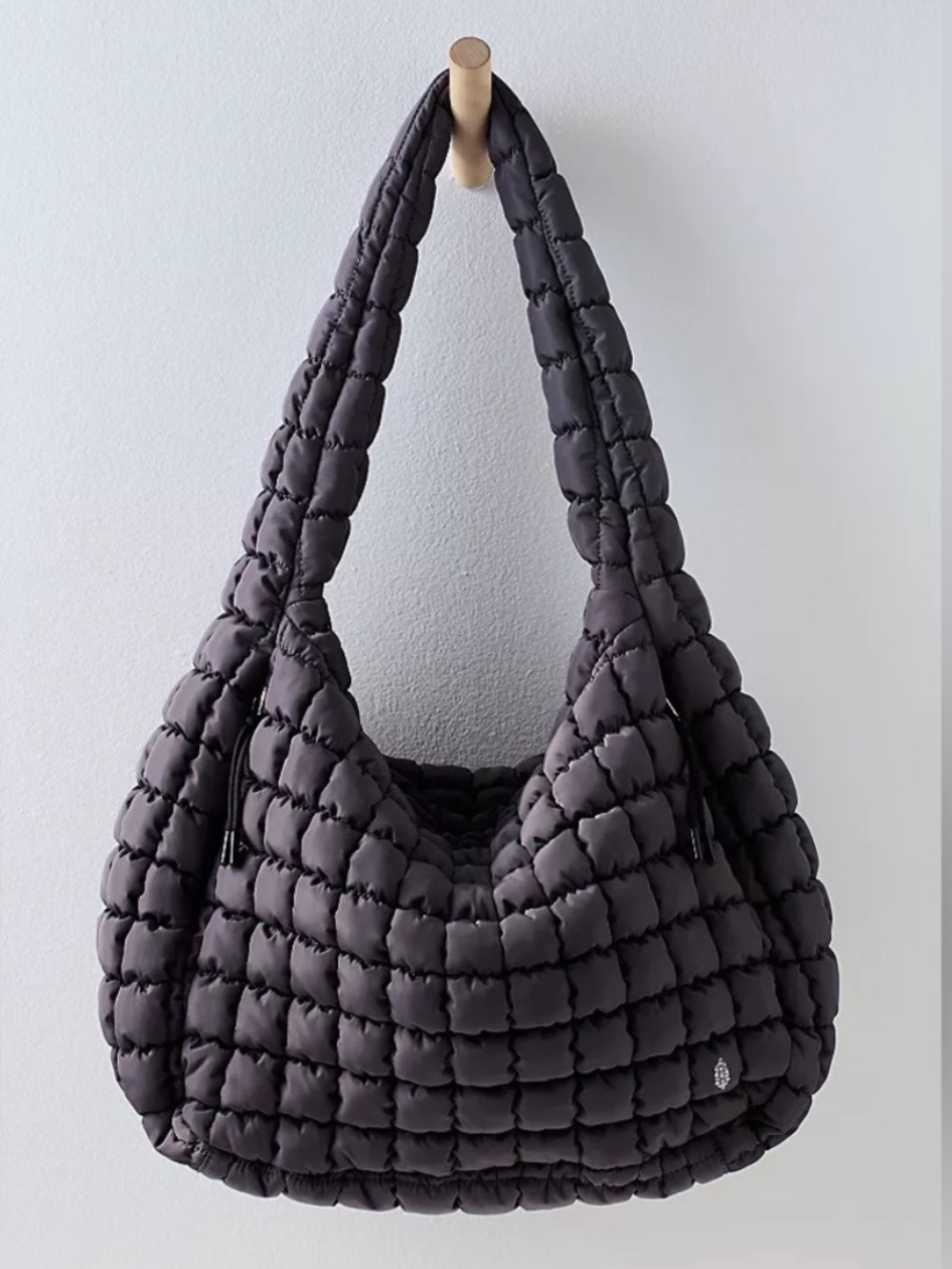 FP Movement For Free People Black Quilted Carryall Tote Shoulder Bag One Size